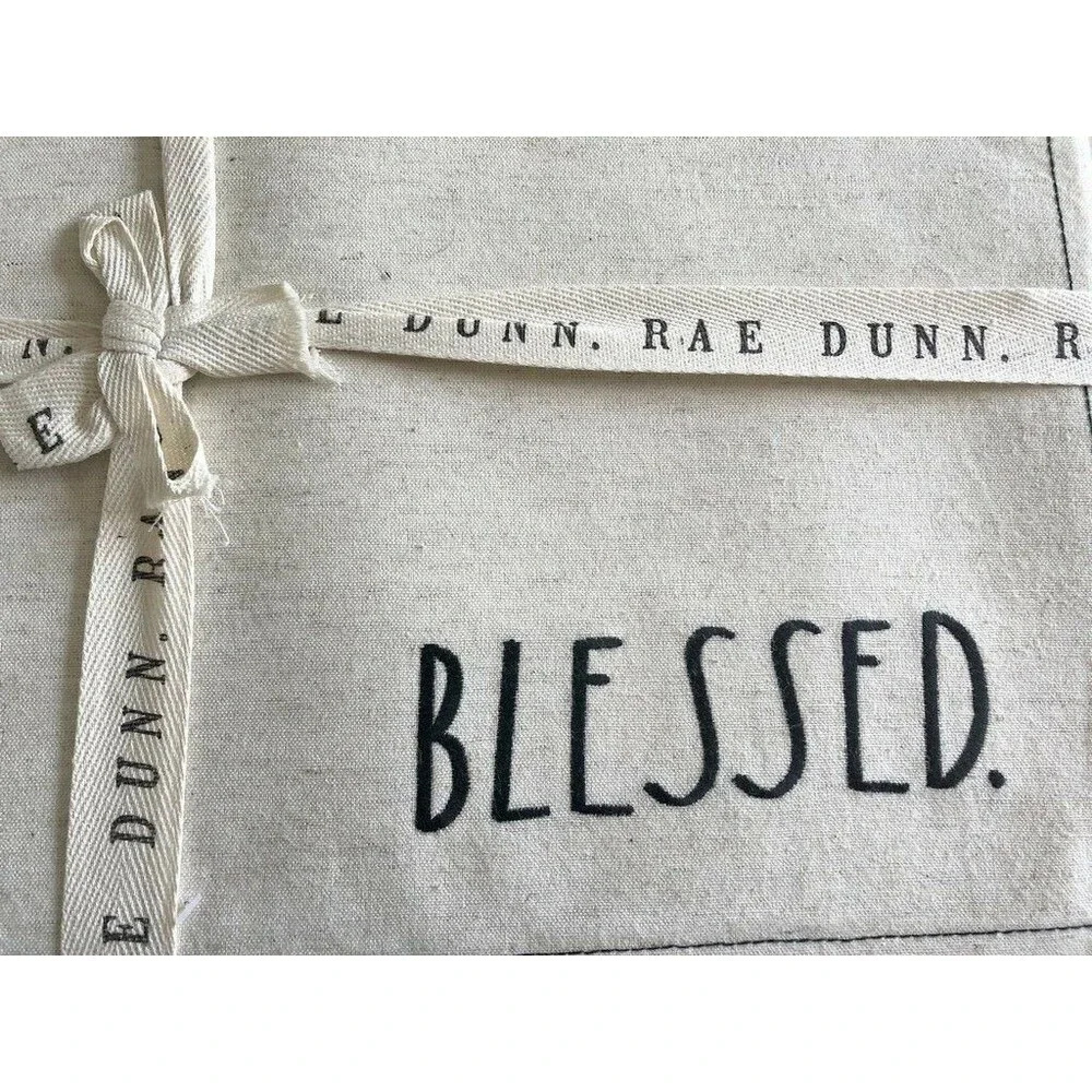 Rae Dunn Placemats Embroidered Blessed Fabric Set of 4 Country Farm 13